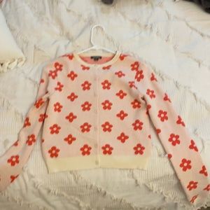 pink cardigan with flowers
